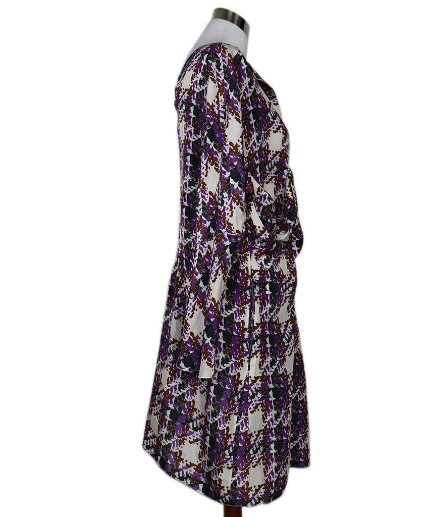 Marni Purple White & Brown Print Silk Dress sz 10 - Michael's Consignment NYC