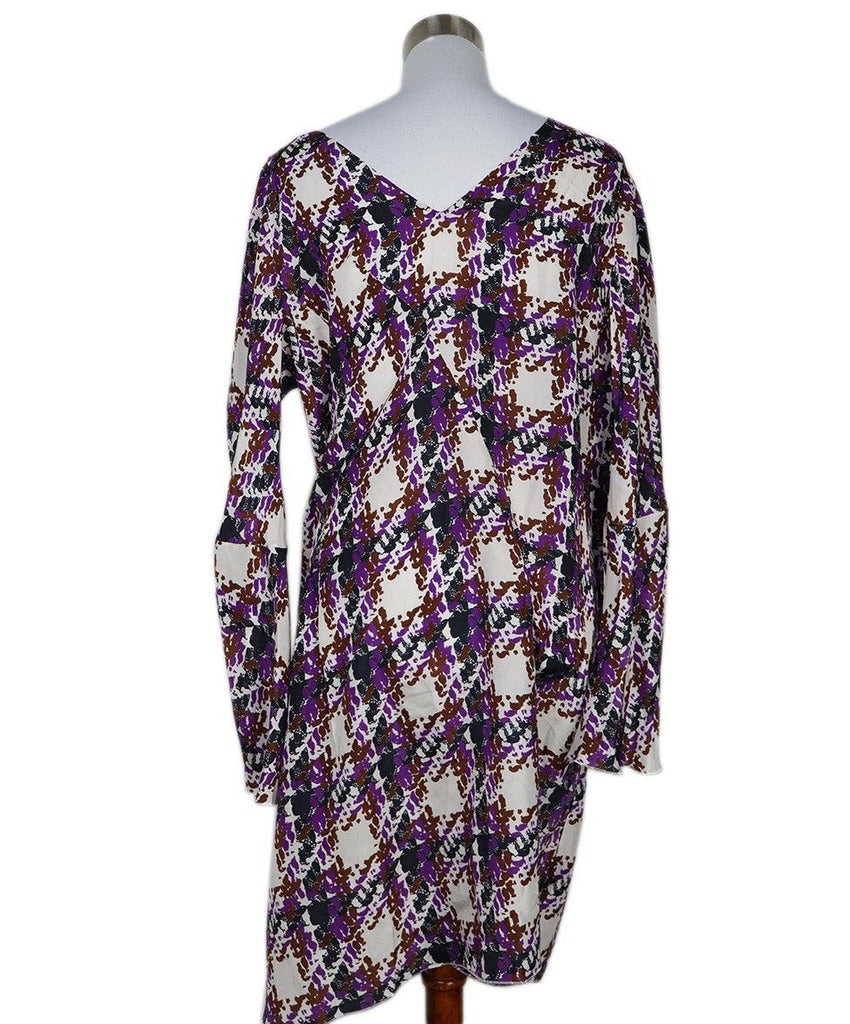 Marni Purple White & Brown Print Silk Dress sz 10 - Michael's Consignment NYC