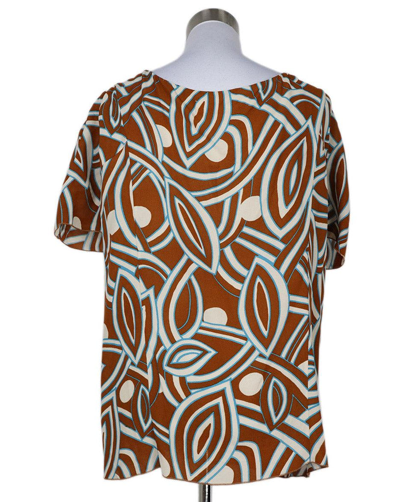 Marni Rust White & Blue Print Top sz 4 - Michael's Consignment NYC