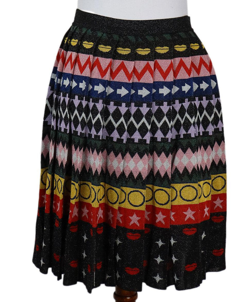 Mary Katrantzou Black & Multicolor Pleated Skirt sz 4 - Michael's Consignment NYC