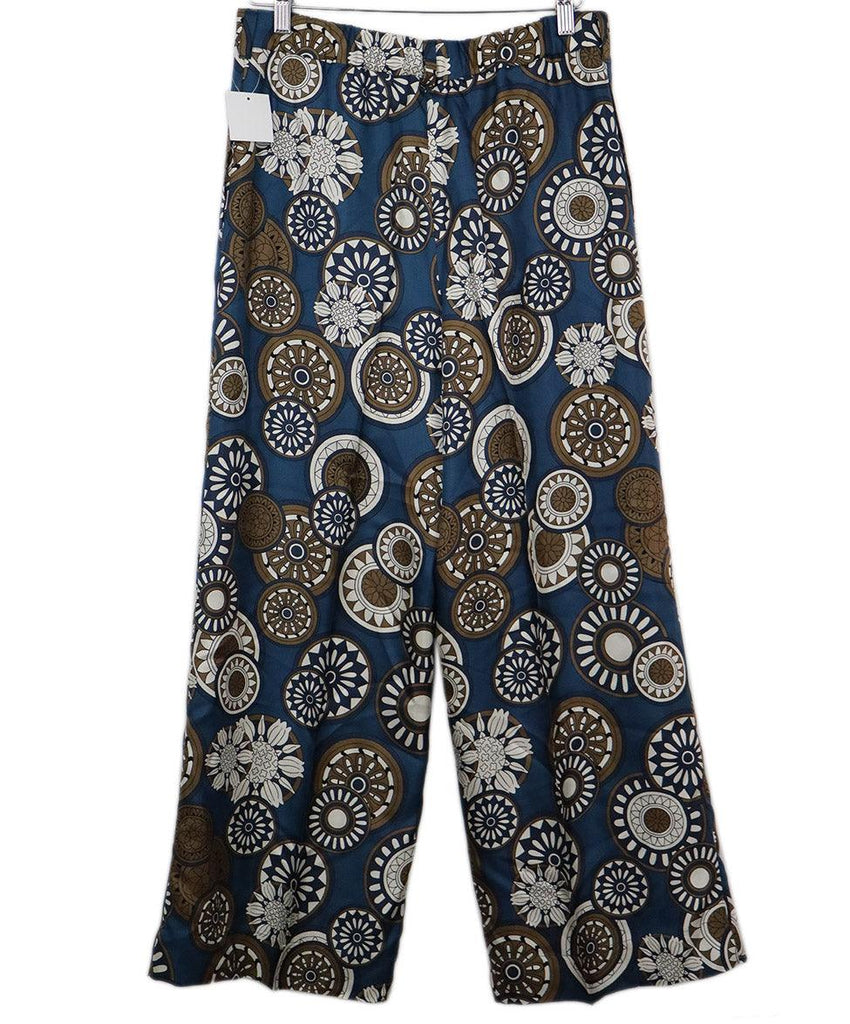 Max Mara Blue & Brown Print Silk Pants sz 8 - Michael's Consignment NYC