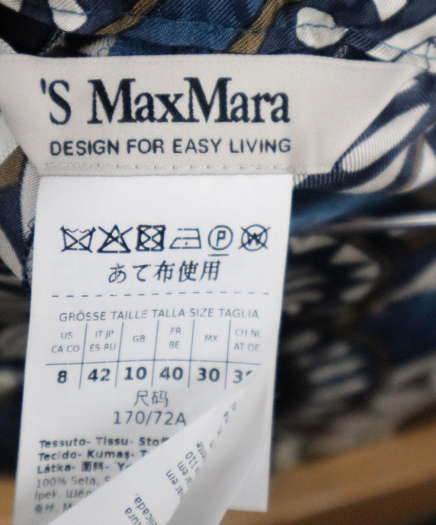 Max Mara Blue & Brown Print Silk Pants sz 8 - Michael's Consignment NYC
