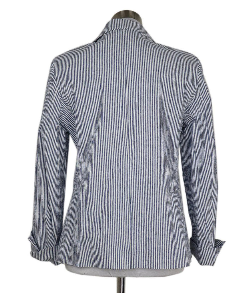 Max Mara Blue & White Striped Linen Blazer sz 12 - Michael's Consignment NYC