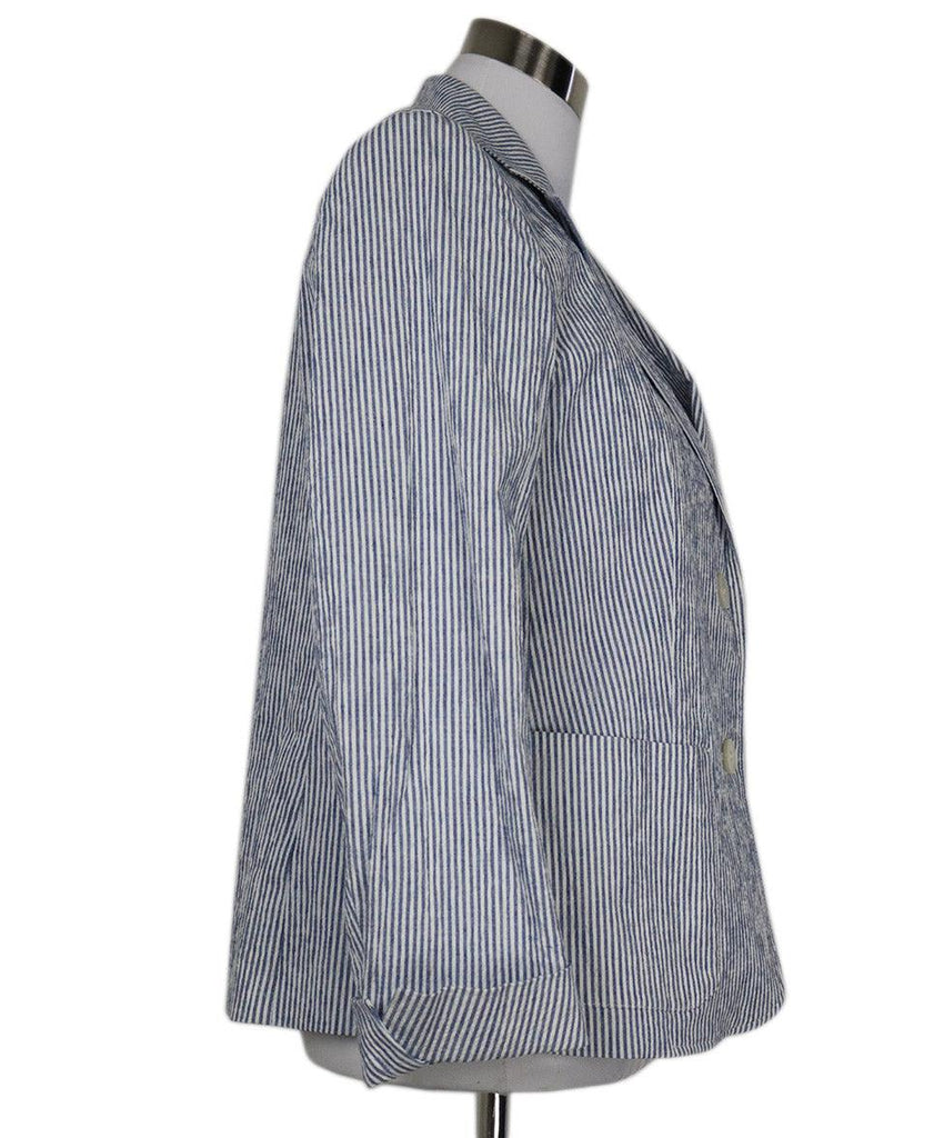 Max Mara Blue & White Striped Linen Blazer sz 12 - Michael's Consignment NYC