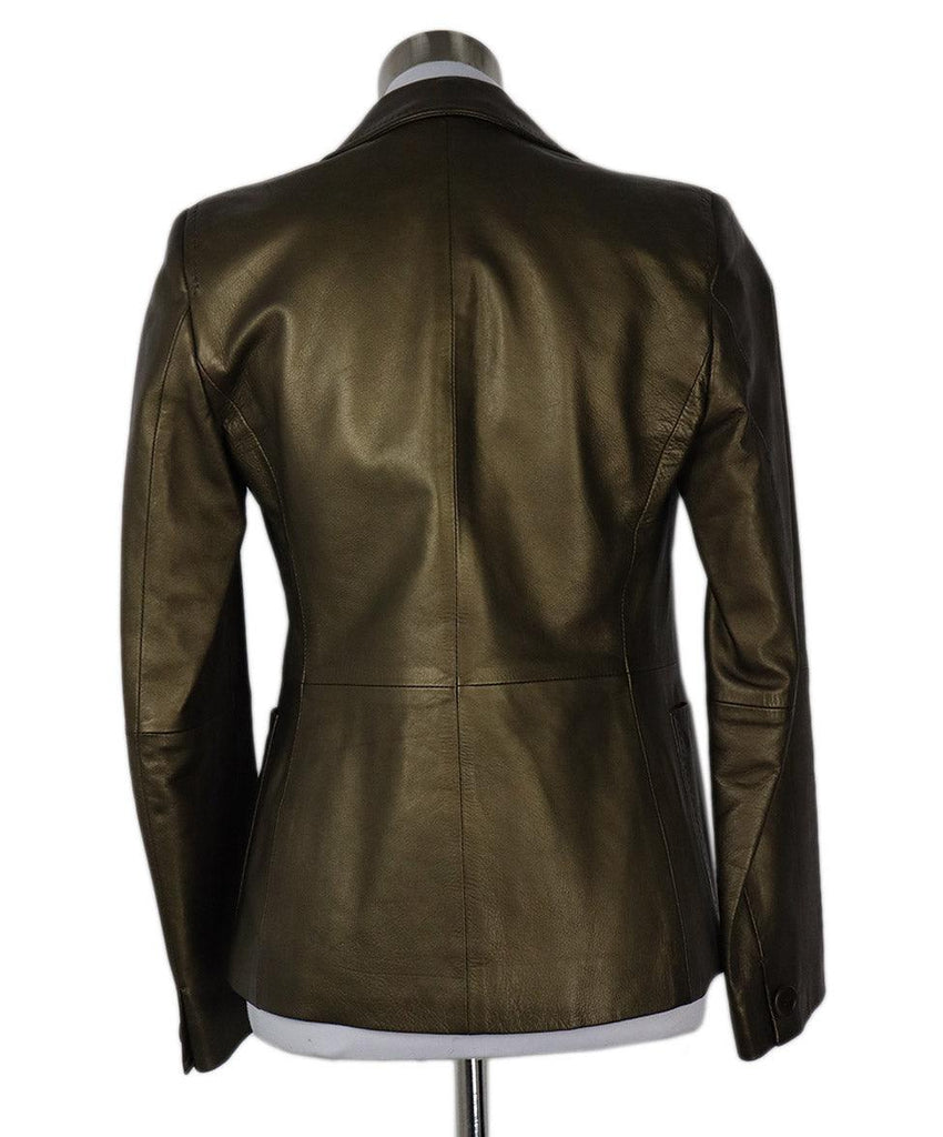 Max Mara Metallic Gold Leather Jacket sz 4 - Michael's Consignment NYC