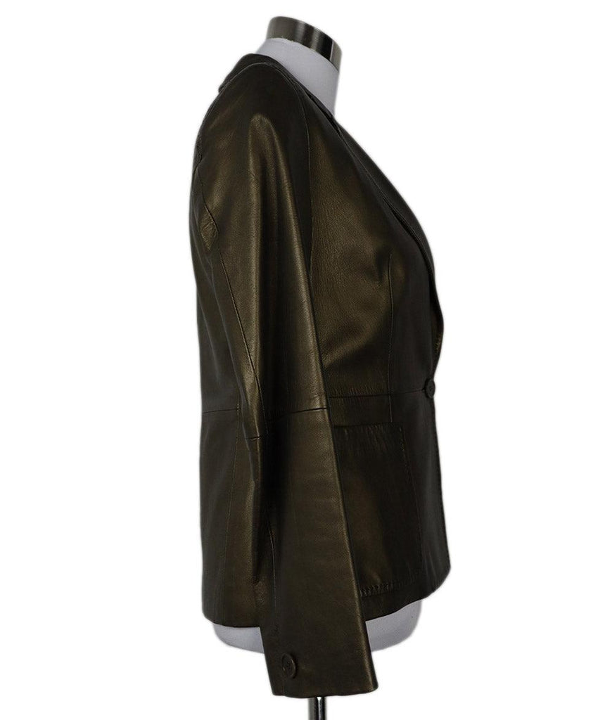 Max Mara Metallic Gold Leather Jacket sz 4 - Michael's Consignment NYC