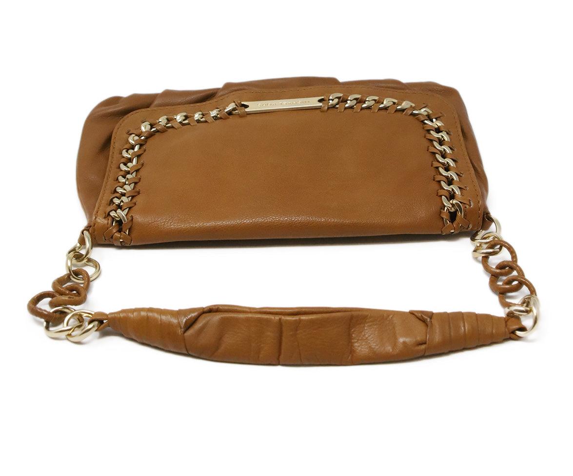 Buy the Michael Kors Black Leather Women Gold Chain Handle Crossbody Bag