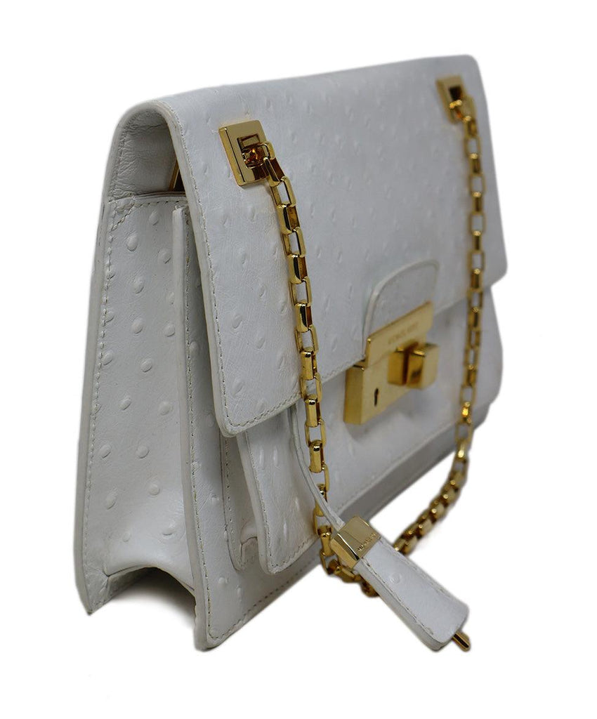 Michael Kors White Pressed Leather Shoulder Bag - Michael's Consignment NYC