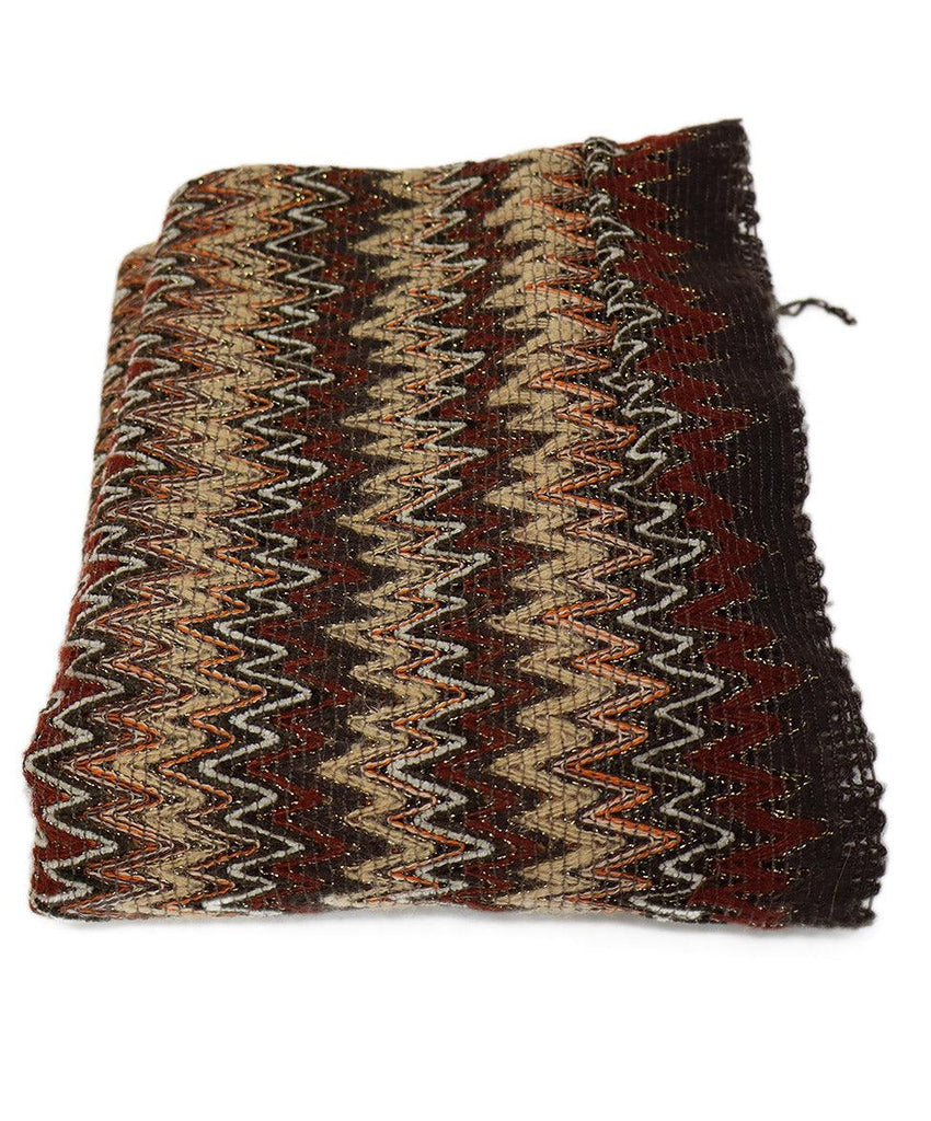 Missoni Brown & Burgundy Wool Scarf - Michael's Consignment NYC
