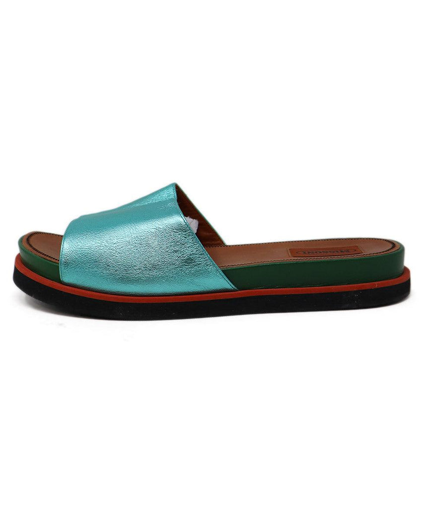 Missoni Metallic Teal Leather Sandals sz 8 - Michael's Consignment NYC