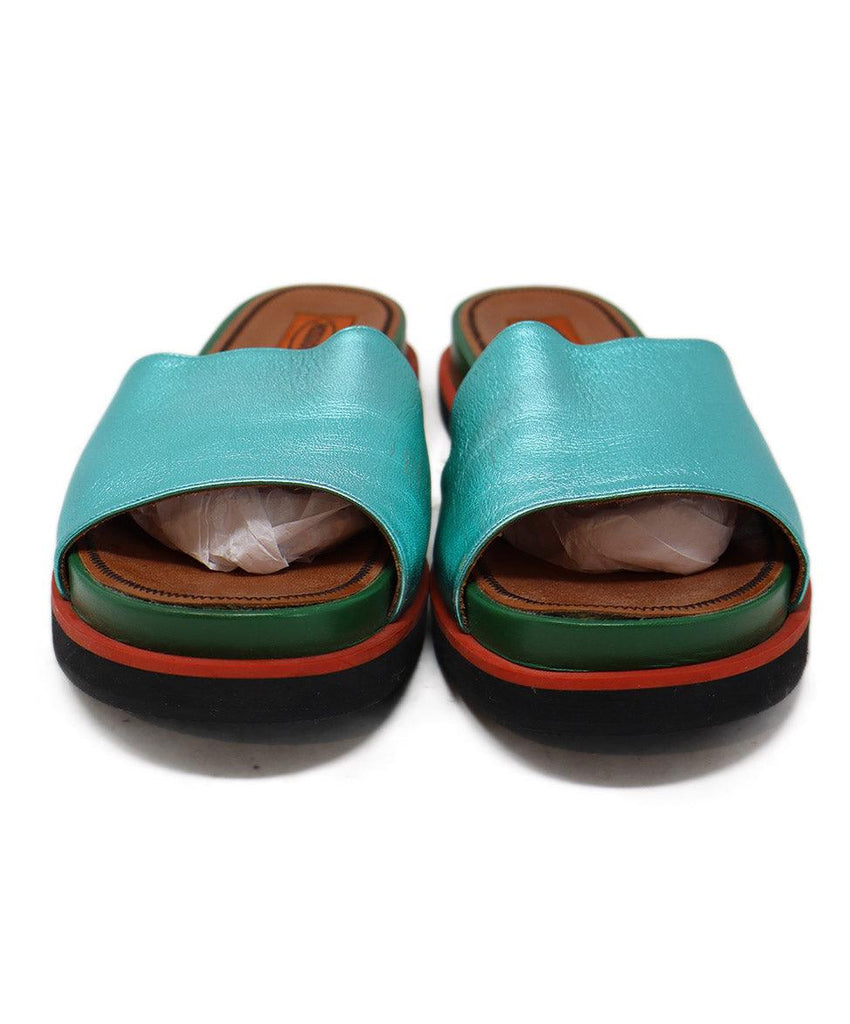Missoni Metallic Teal Leather Sandals sz 8 - Michael's Consignment NYC