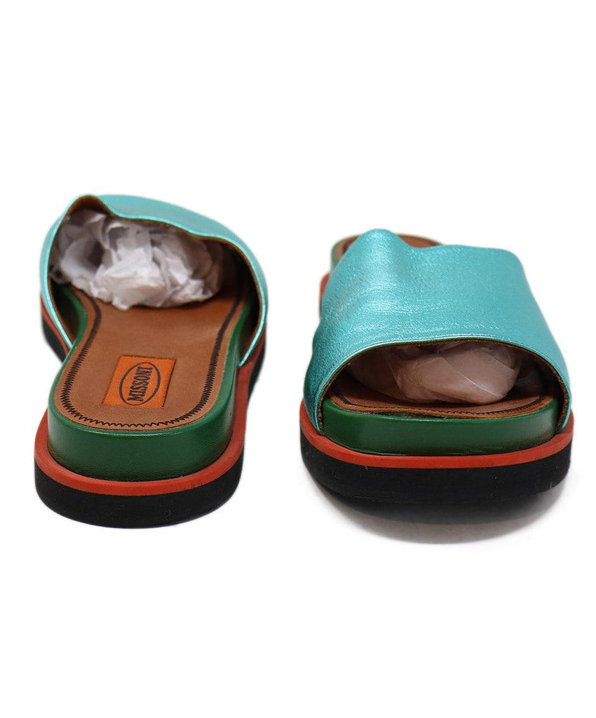 Missoni Metallic Teal Leather Sandals sz 8 - Michael's Consignment NYC