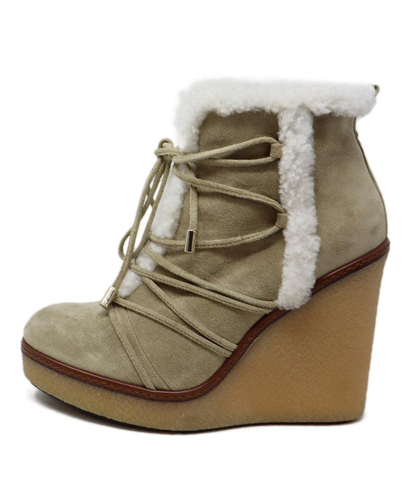 Moncler Beige Suede Shearling Booties sz 7 - Michael's Consignment NYC