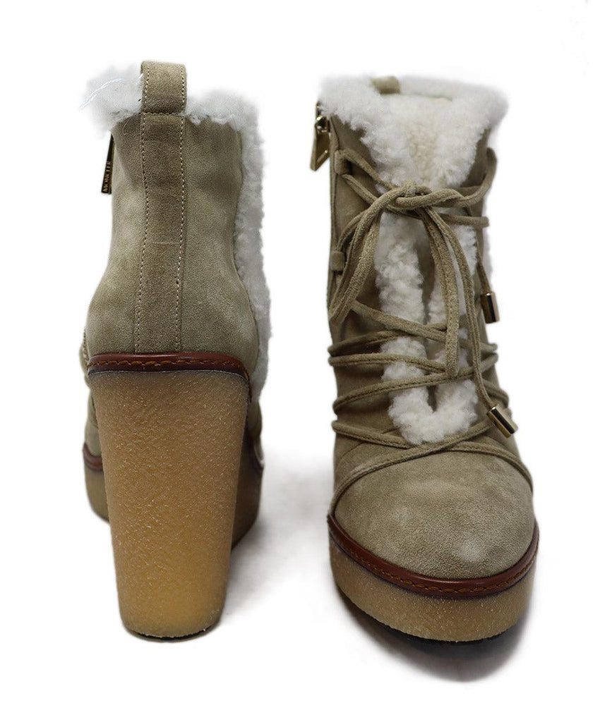 Moncler Beige Suede Shearling Booties sz 7 - Michael's Consignment NYC