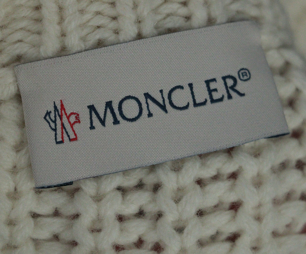Moncler Ivory Cashmere Sweater w/ Zipper Trim sz 4 - Michael's Consignment NYC