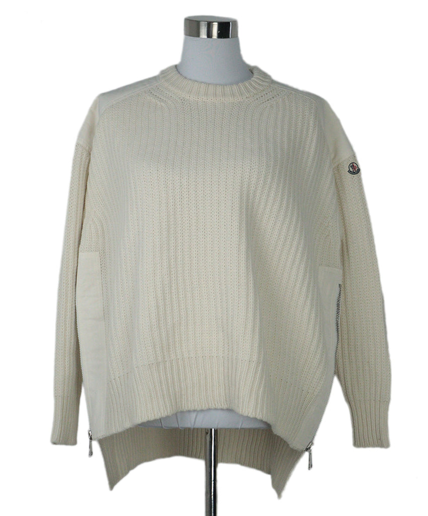 Moncler Ivory Cashmere Sweater w/ Zipper Trim sz 4 - Michael's Consignment NYC