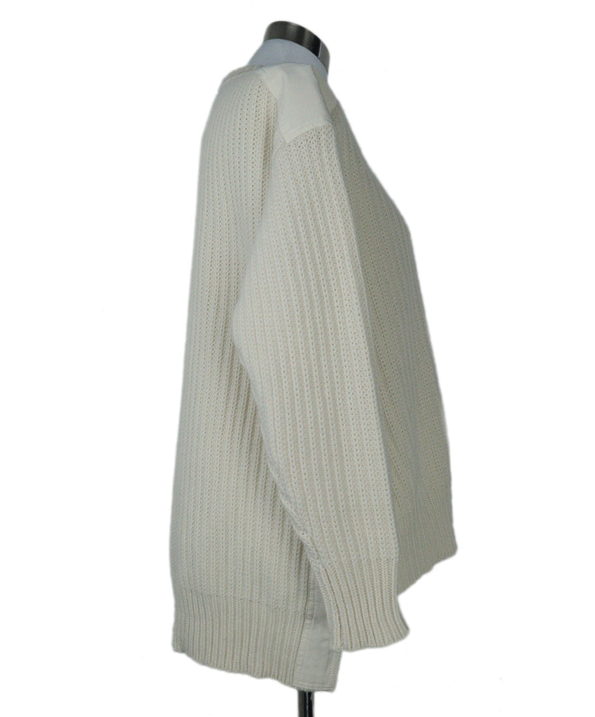 Moncler Ivory Cashmere Sweater w/ Zipper Trim sz 4 - Michael's Consignment NYC