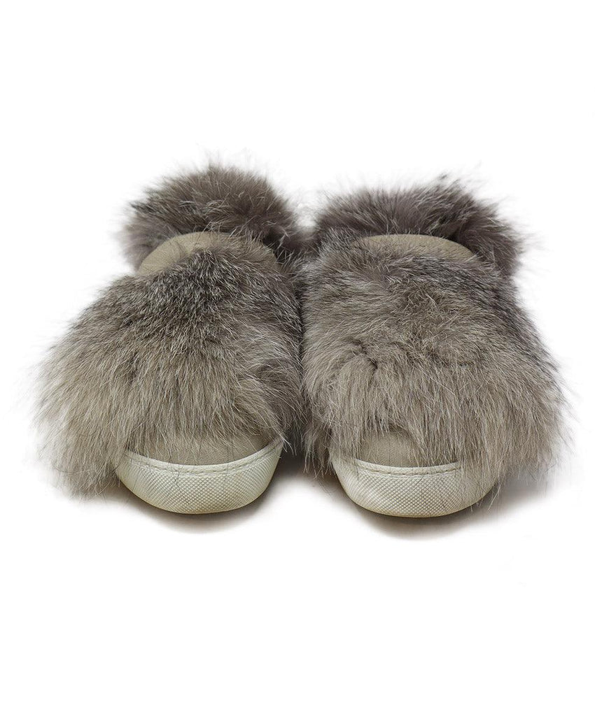 Moncler Taupe Suede & Fox Fur Sneakers sz 8 - Michael's Consignment NYC