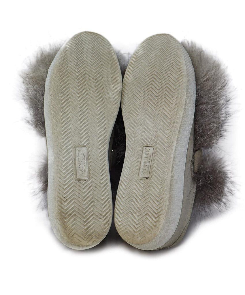 Moncler Taupe Suede & Fox Fur Sneakers sz 8 - Michael's Consignment NYC