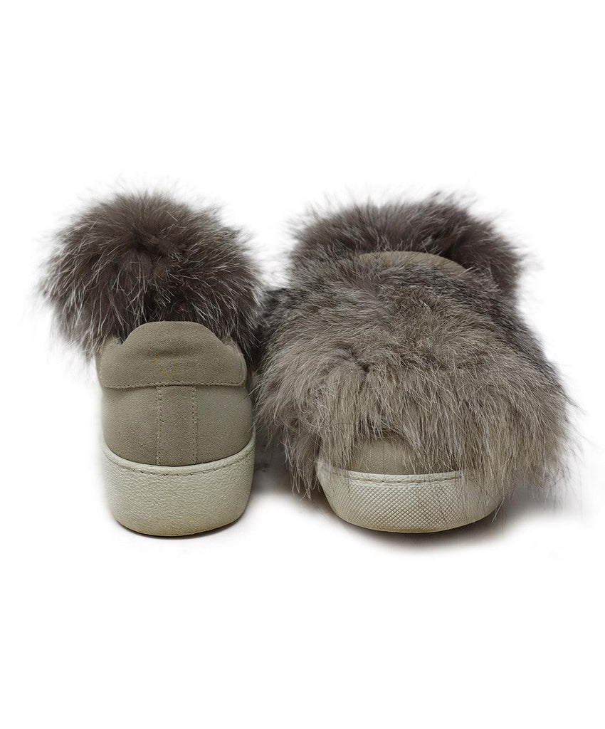 Moncler Taupe Suede & Fox Fur Sneakers sz 8 - Michael's Consignment NYC