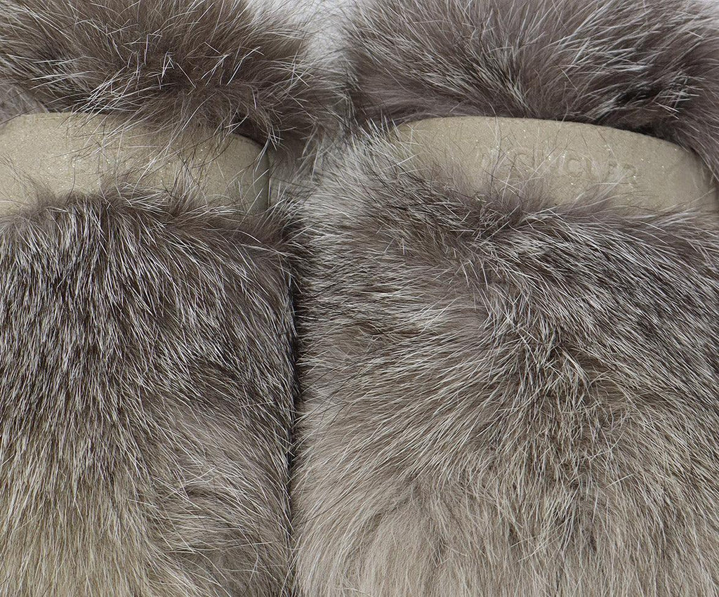 Moncler Taupe Suede & Fox Fur Sneakers sz 8 - Michael's Consignment NYC