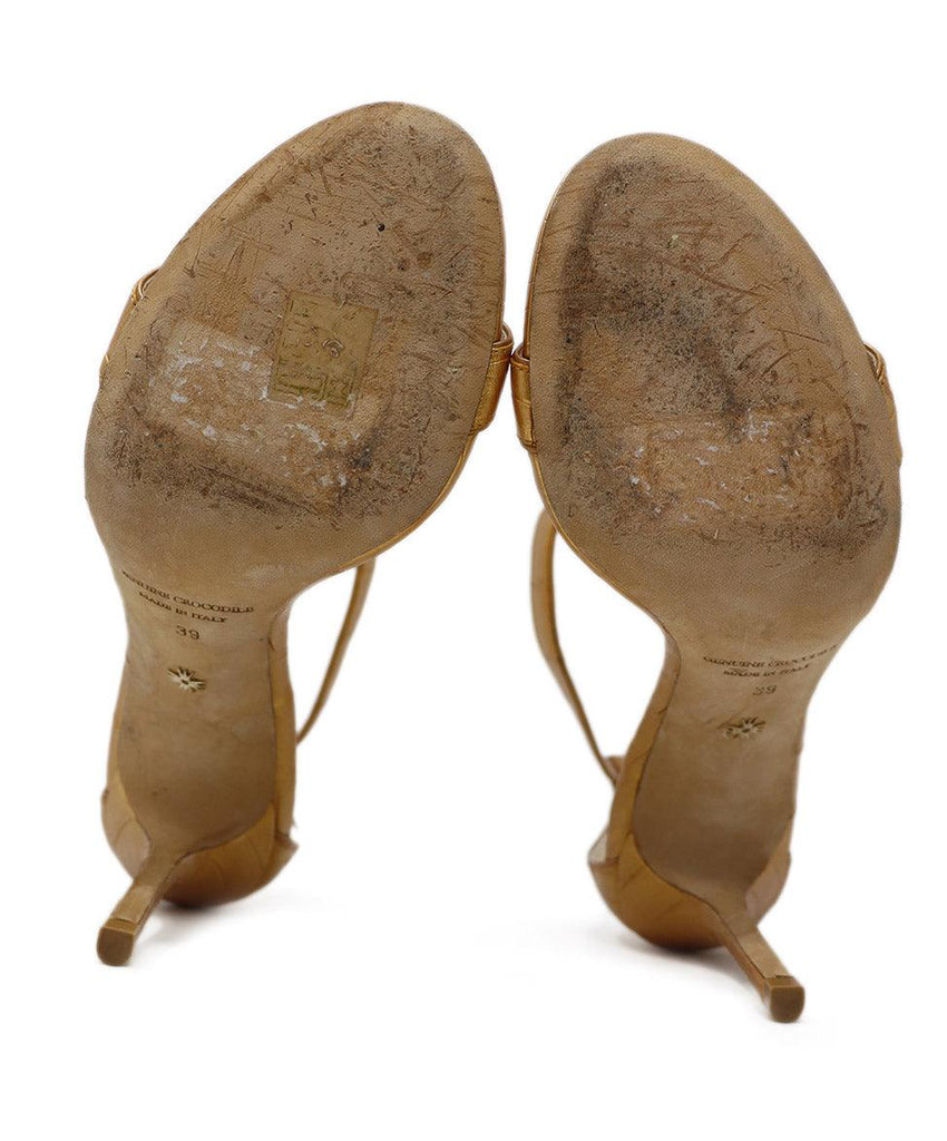 Nancy Gonzalez Gold Crocodile Sandals sz 9 - Michael's Consignment NYC