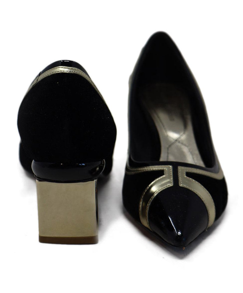 Nicholas Kirkwood Black Velvet & Gold Trim Heels sz 7.5 - Michael's Consignment NYC