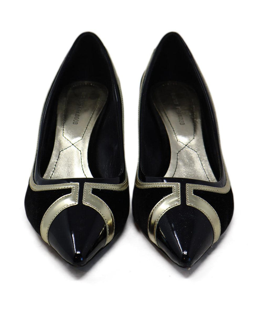 Nicholas Kirkwood Black Velvet & Gold Trim Heels sz 7.5 - Michael's Consignment NYC