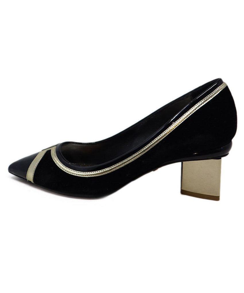 Nicholas Kirkwood Black Velvet & Gold Trim Heels sz 7.5 - Michael's Consignment NYC