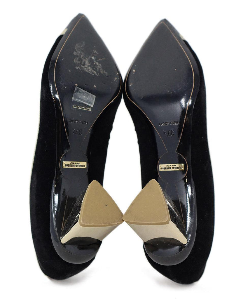 Nicholas Kirkwood Black Velvet & Gold Trim Heels sz 7.5 - Michael's Consignment NYC
