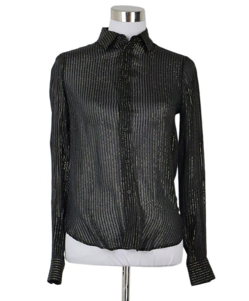Nili Lotan Black & Gold Sheer Blouse sz 2 - Michael's Consignment NYC