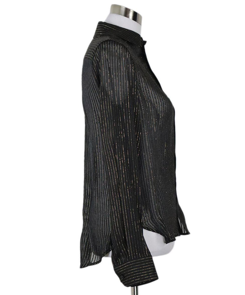 Nili Lotan Black & Gold Sheer Blouse sz 2 - Michael's Consignment NYC
