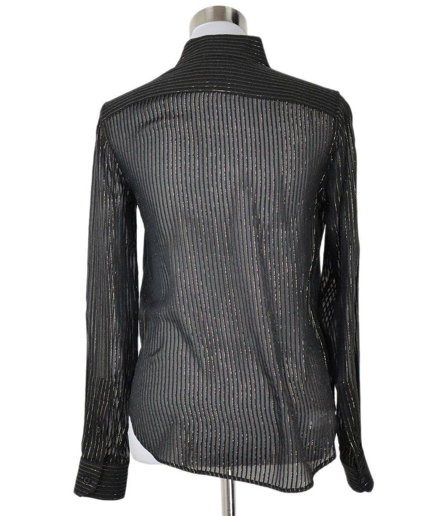 Nili Lotan Black & Gold Sheer Blouse sz 2 - Michael's Consignment NYC
