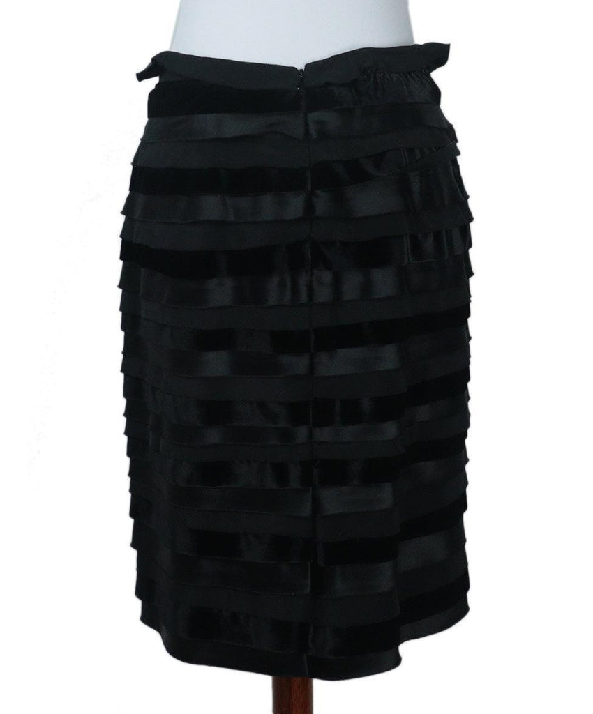 Oscar De La Renta Black Silk & Velvet Skirt sz 8 - Michael's Consignment NYC