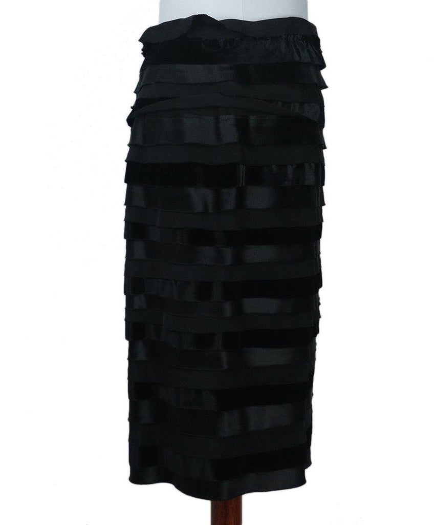 Oscar De La Renta Black Silk & Velvet Skirt sz 8 - Michael's Consignment NYC