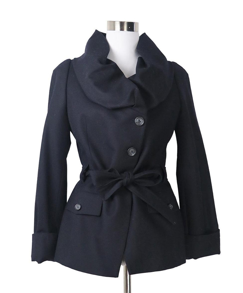 Pauw Navy Wool Coat w/ Belt sz 2 - Michael's Consignment NYC