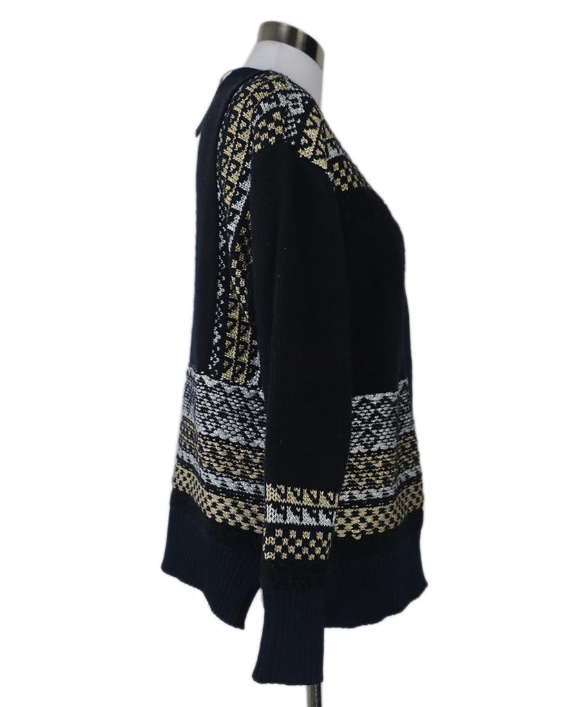 Phillip Lim Navy & Gold Knit Cardigan sz 2 - Michael's Consignment NYC