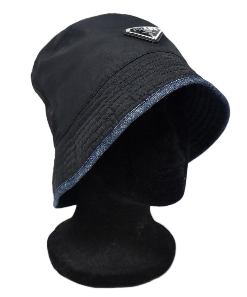 Prada Black Nylon & Blue Denim Reversible Bucket Hat - Michael's Consignment NYC