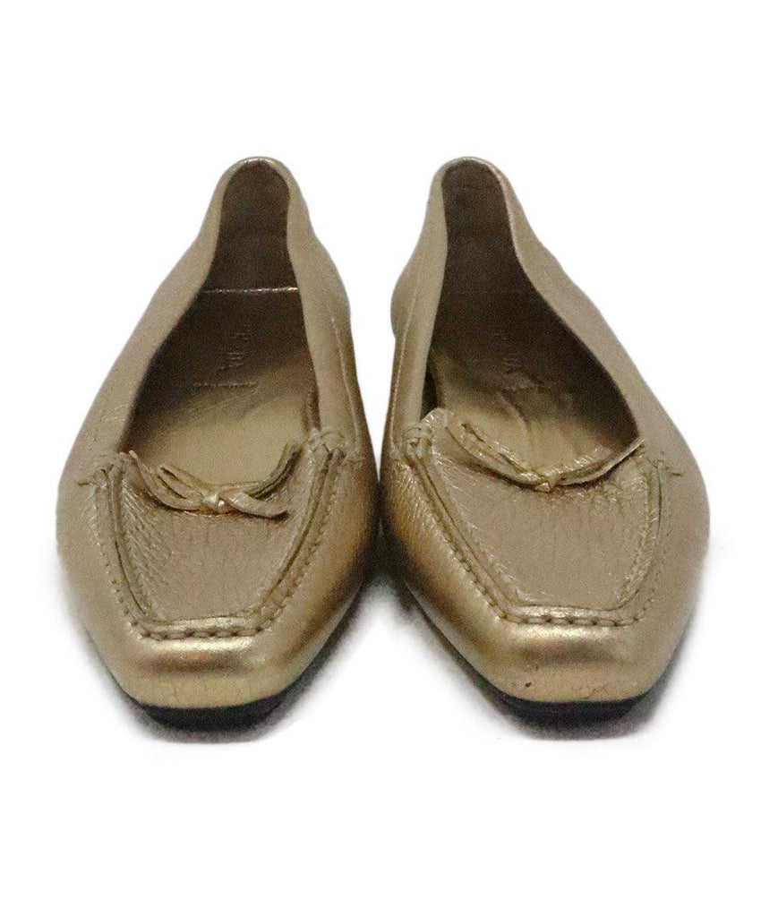 Prada Metallic Gold Leather Loafers sz 7.5 - Michael's Consignment NYC