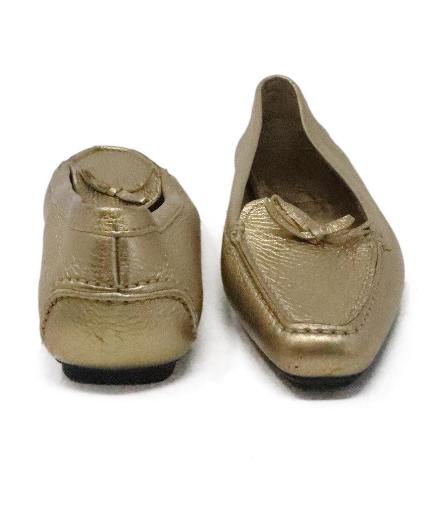 Prada Metallic Gold Leather Loafers sz 7.5 - Michael's Consignment NYC