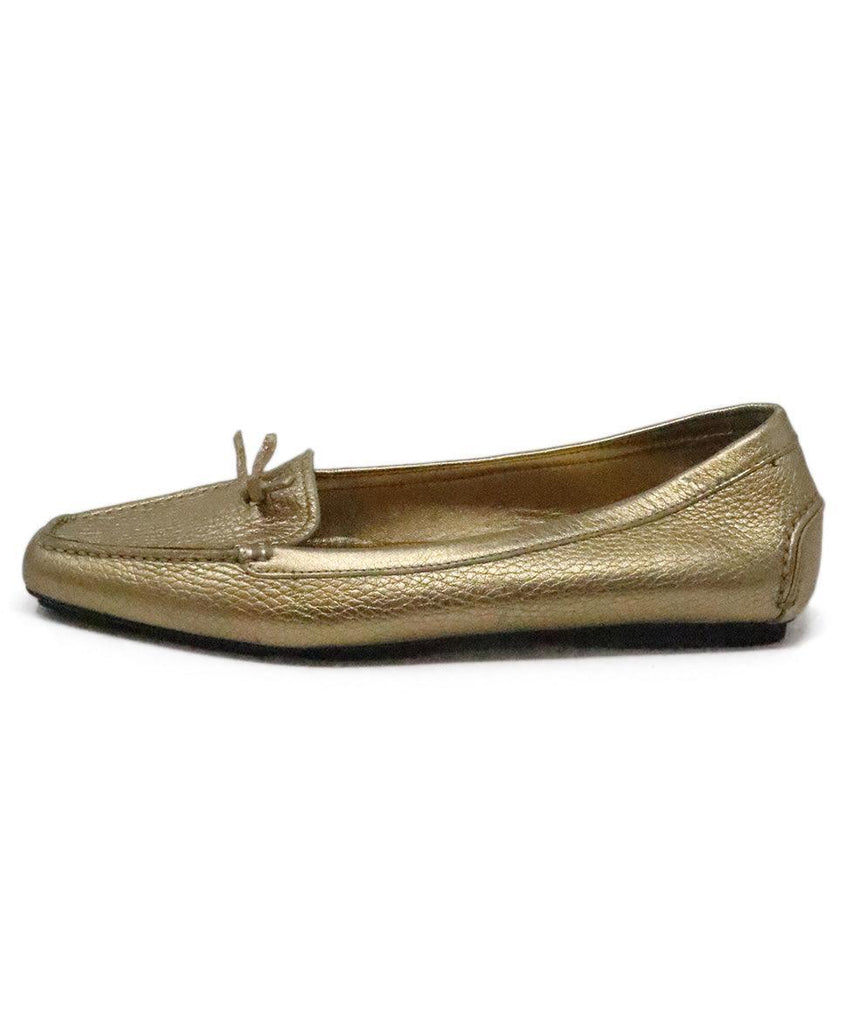 Prada Metallic Gold Leather Loafers sz 7.5 - Michael's Consignment NYC
