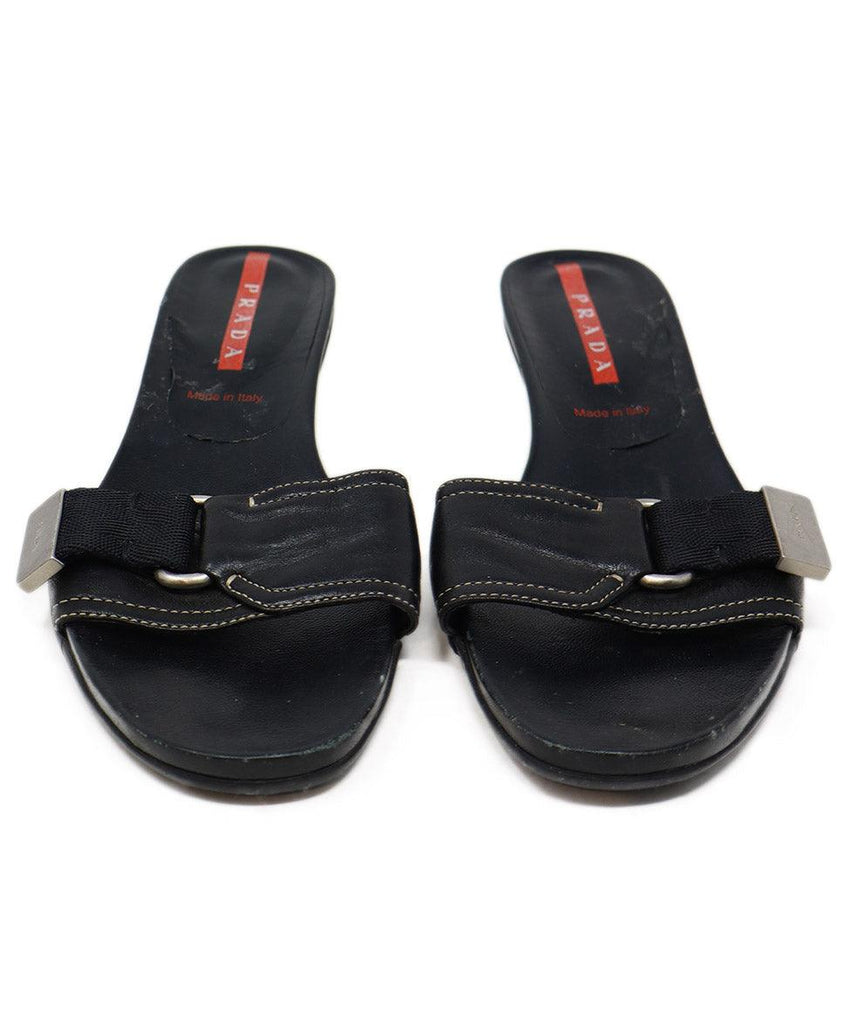 Prada Sport Black Leather Sandals sz 7 - Michael's Consignment NYC