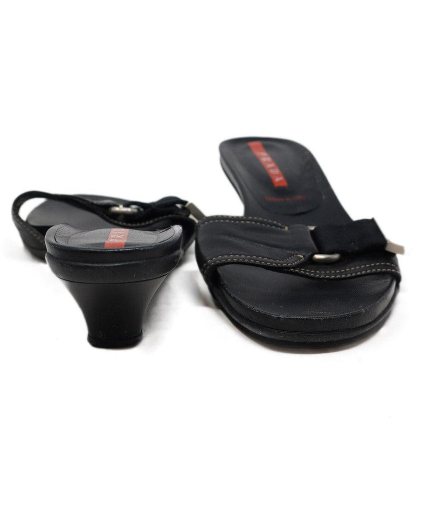 Prada Sport Black Leather Sandals sz 7 - Michael's Consignment NYC