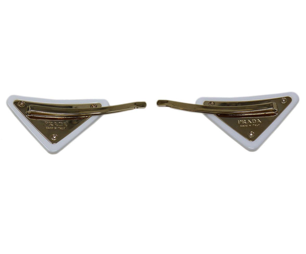 Prada White Floral Hair Pins - Michael's Consignment NYC