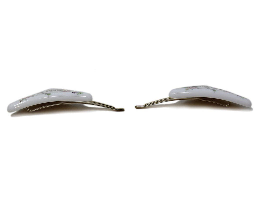 Prada White Floral Hair Pins - Michael's Consignment NYC