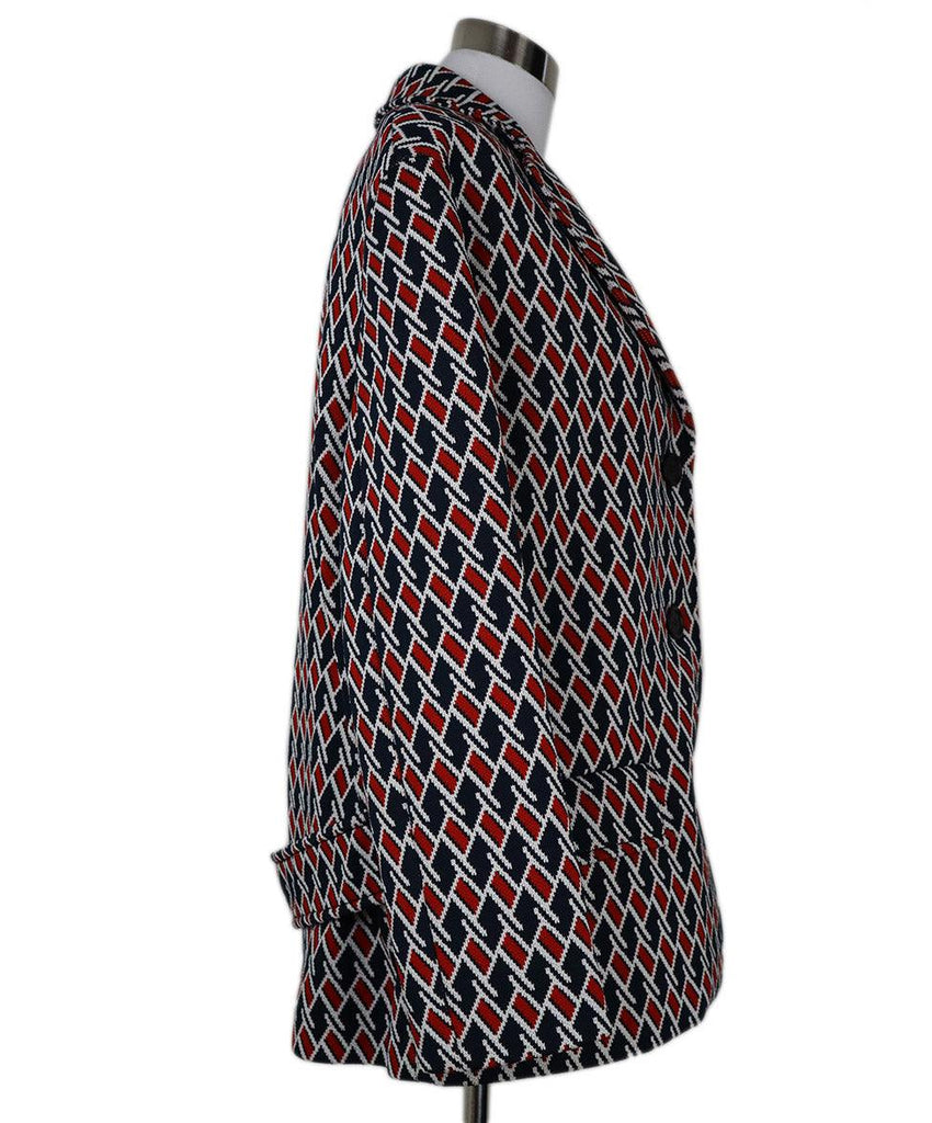 Prada White Navy & Red Print Coat sz 4 - Michael's Consignment NYC
