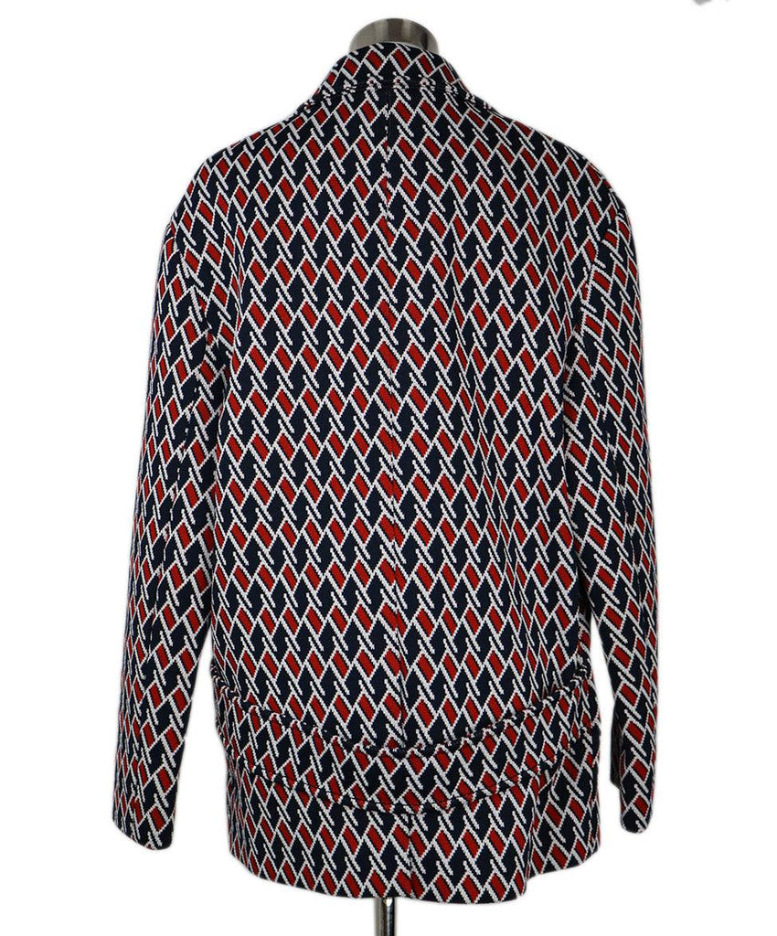 Prada White Navy & Red Print Coat sz 4 - Michael's Consignment NYC
