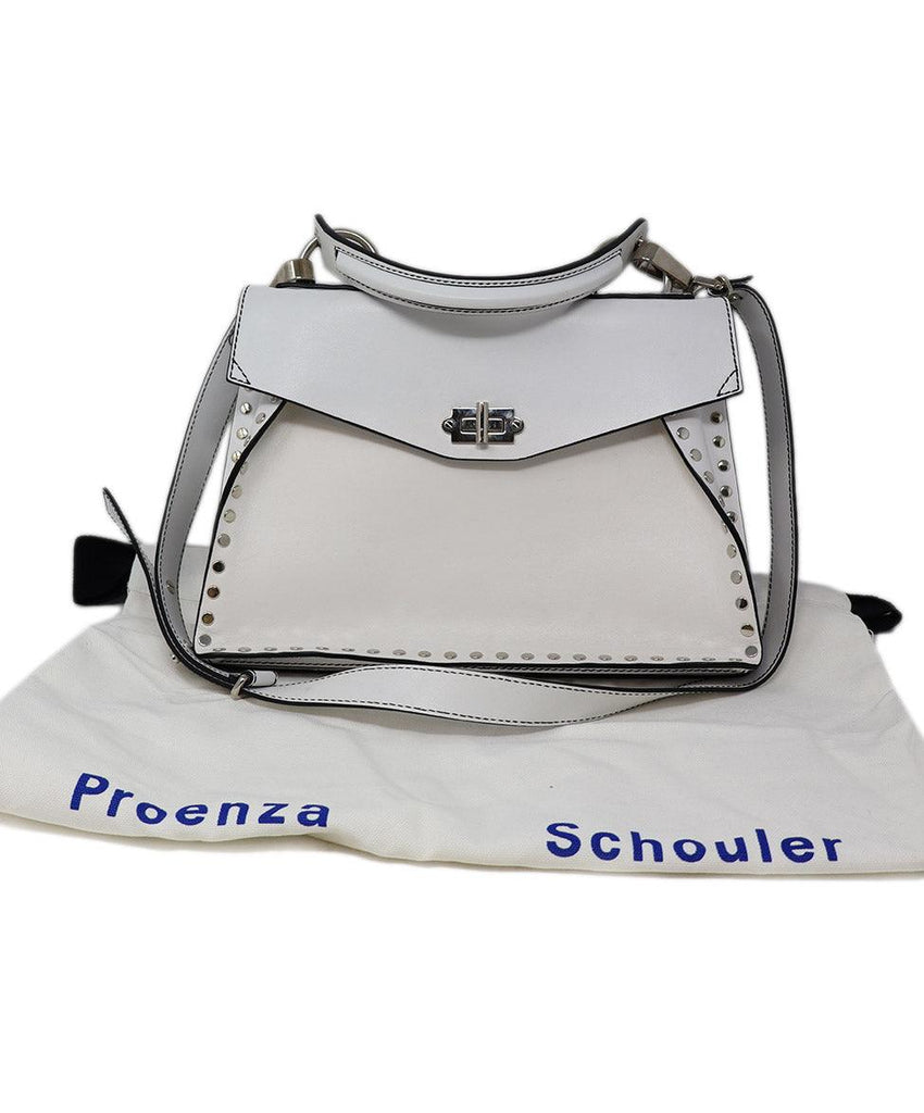 Proenza Schouler White Leather Studded Shoulder Bag - Michael's Consignment NYC