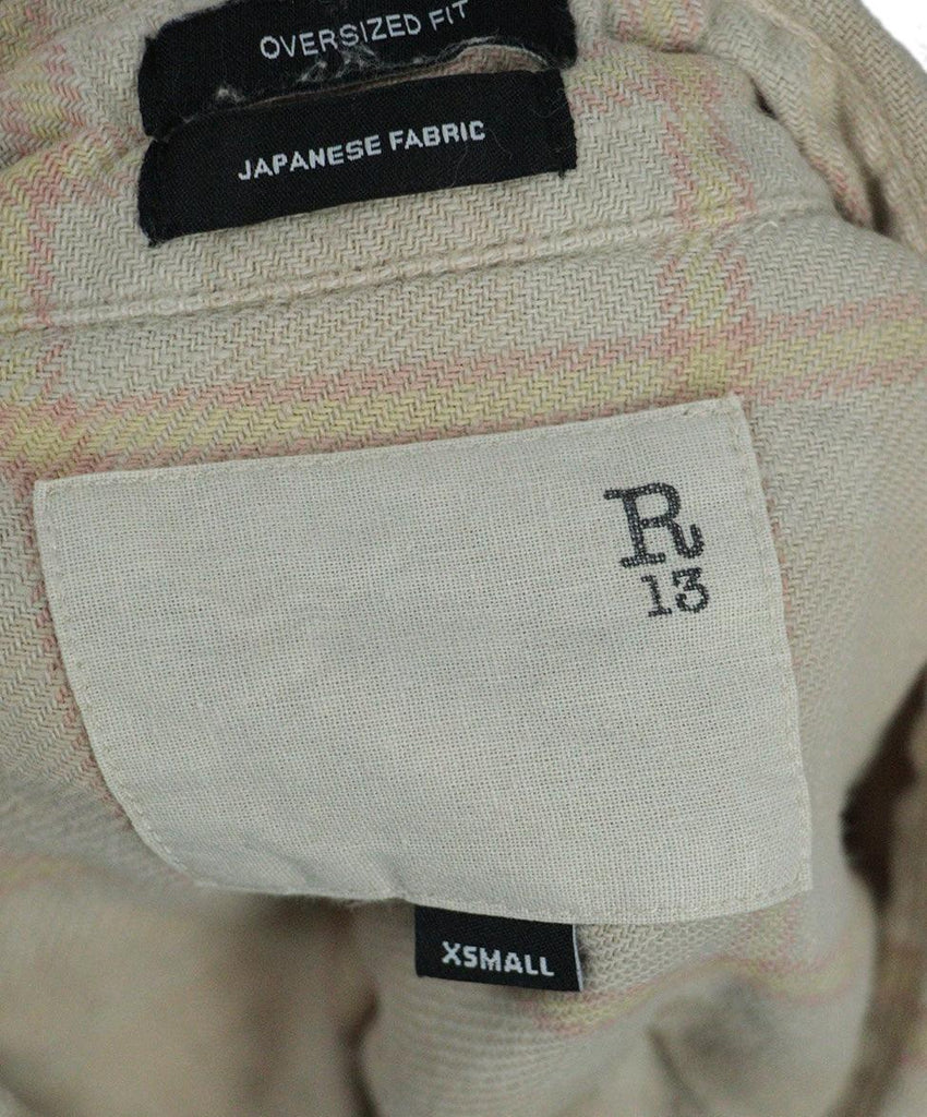 R13 Beige & Pink Plaid Flannel Shirt sz 2 - Michael's Consignment NYC