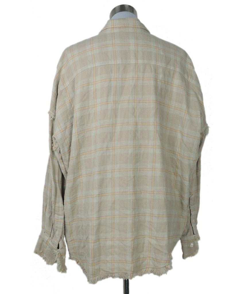 R13 Beige & Pink Plaid Flannel Shirt sz 2 - Michael's Consignment NYC